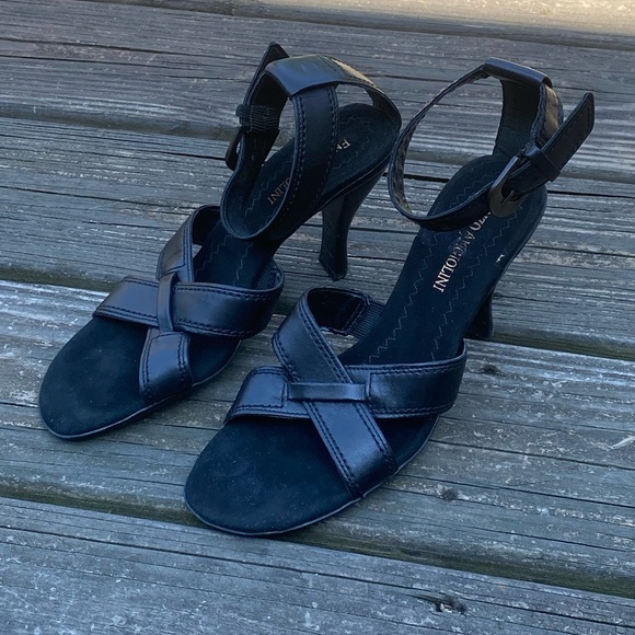 Enzo Angiolini genuine black leather heels size 6 Made in Brazil ankle strap - Picture 2 of 15